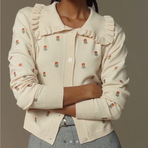 Anthropologie Sweaters - ANTHROPOLOGIE | The Ainsley Ruffle-Collar Cardigan